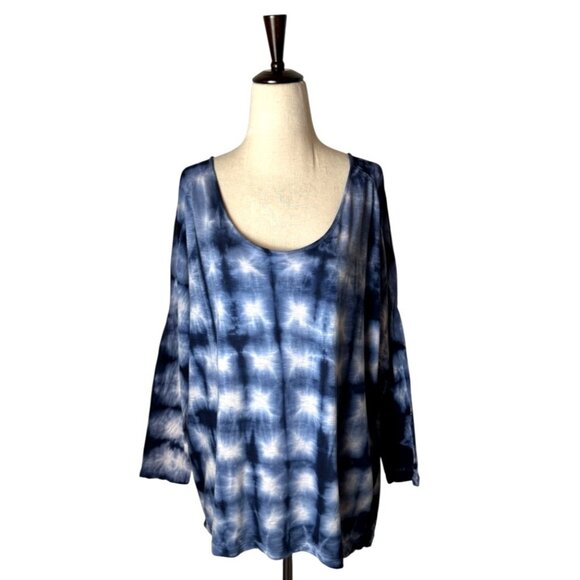 Velvet By Graham & Spencer Shirt Women Small Blue Vintage Slub Tie Dye Top Retro - Picture 1 of 7